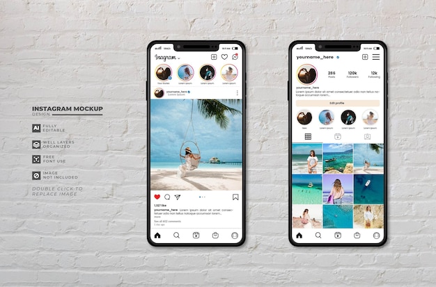 Instagram-mockup-design einfach zu bearbeiten