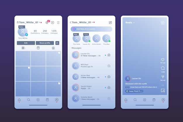 Instagram-Mockup-Illustration mit Gradient