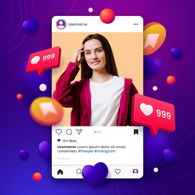 Instagram-Mockup-Illustration mit Gradient