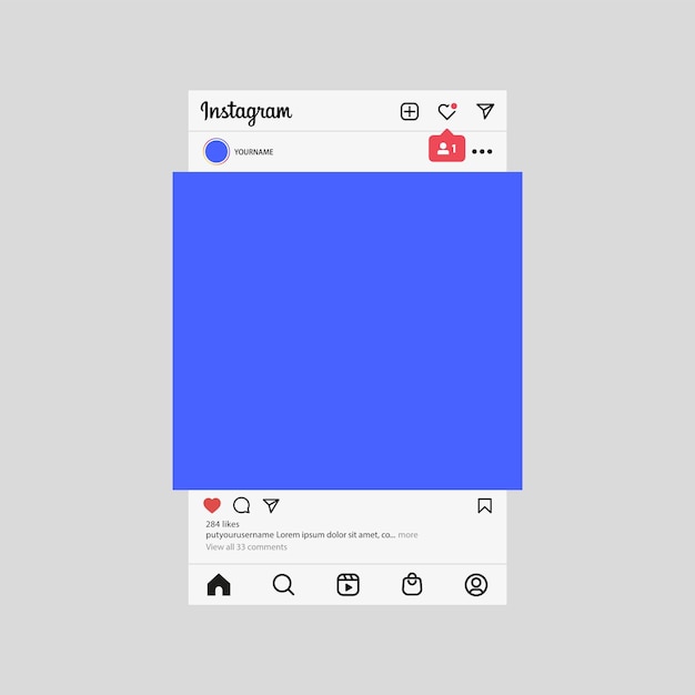 Instagram mockup social media post frame template benachrichtigungssymbole und story stories frames