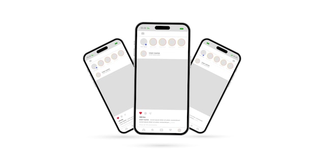 Instagram-Mockup-Social-Media-Template-Design mit drei Mobiltelefonen