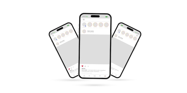 Instagram-mockup-social-media-template-design mit drei mobiltelefonen