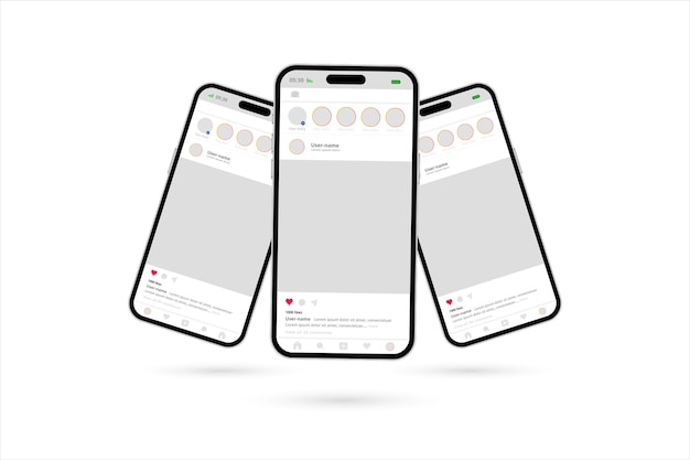 Instagram-Mockup-Social-Media-Template-Design mit drei Smartphones