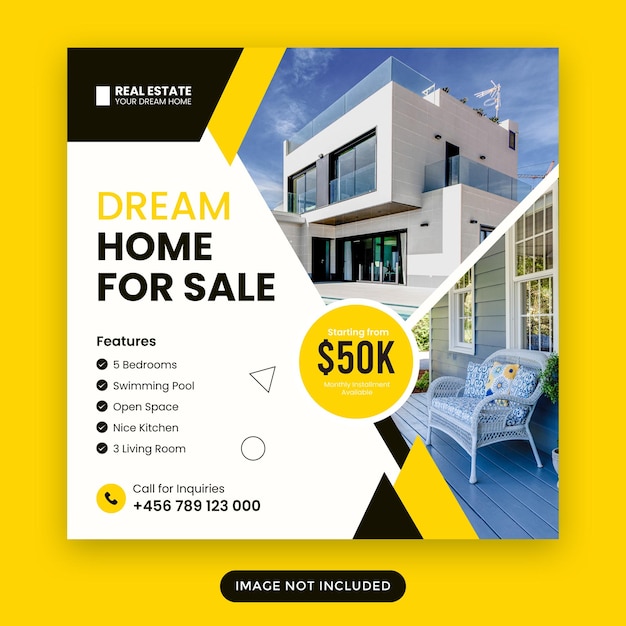 Instagram-Post oder quadratische Web-Banner-Vorlage für Immobilien
