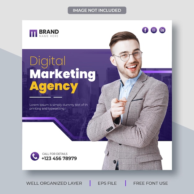 Instagram-Post- und Social-Media-Post-Banner-Vorlage für Agenturen für digitales Marketing