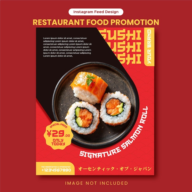 Instagram-Post-Vorlage für die Werbung von Restaurants