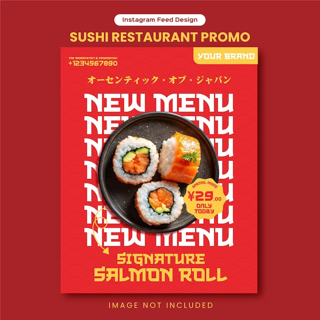 Instagram-Post-Vorlage für ein japanisches Sushi-Restaurant