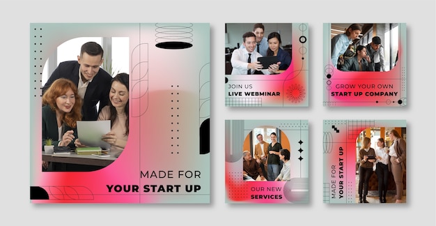 Instagram-Posts mit kornigem Gradient