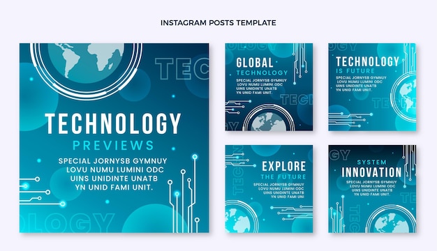 Vektor instagram-posts mit minimaler technologie