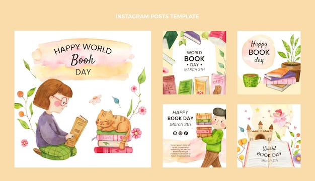 Instagram posts sammlung zum weltbuchtag des aquarells