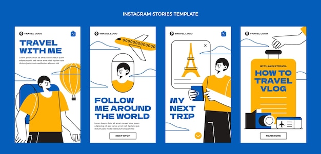 Instagram Reisegeschichten im flachen Design