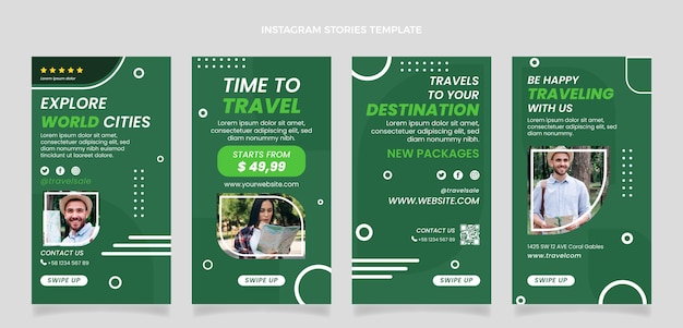 Vektor instagram reisegeschichten im flachen design