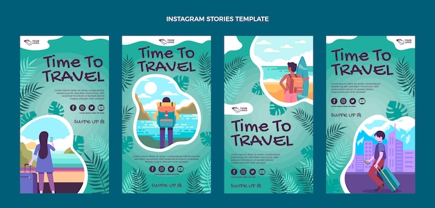 Instagram Reisegeschichten im flachen Design