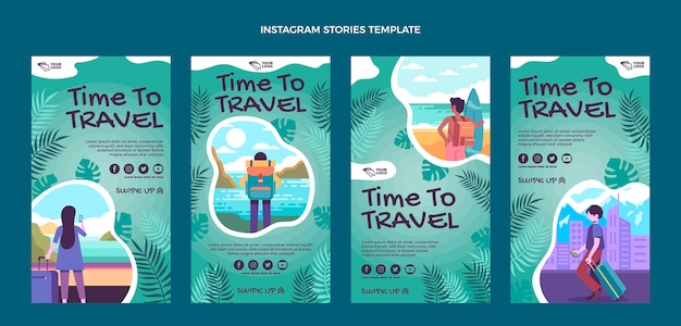 Vektor instagram reisegeschichten im flachen design