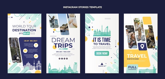 Instagram Reisegeschichten im flachen Stil