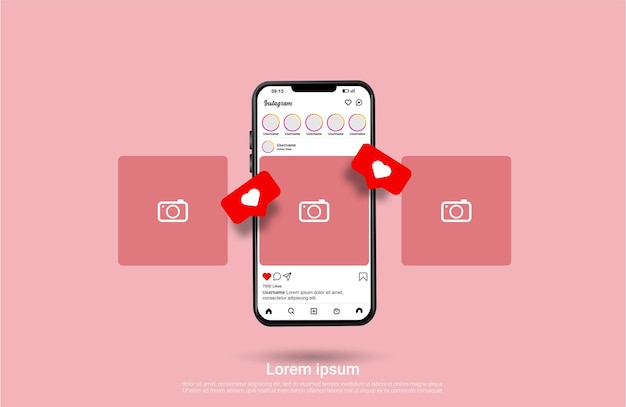 Instagram-Schnittstelle Social Media Template-Design mit Telefon