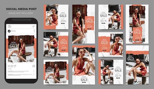 Instagram set fashion sale pastell einfaches layout social media post feed