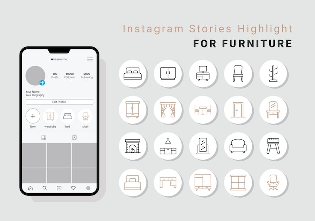 Instagram stories highlight cover für möbel