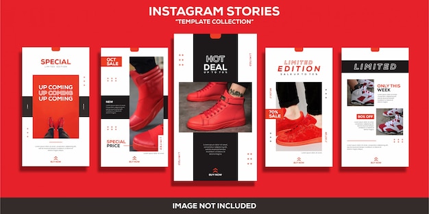 Instagram stories sportschuhe rot template collection