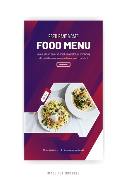 Instagram story food menü banner design premium vektor