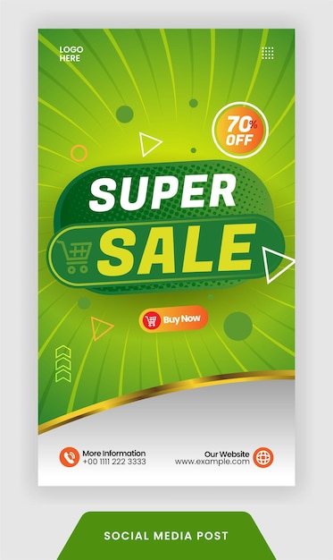 Instagram story super sale banner template design hintergrund mit modernem konzept