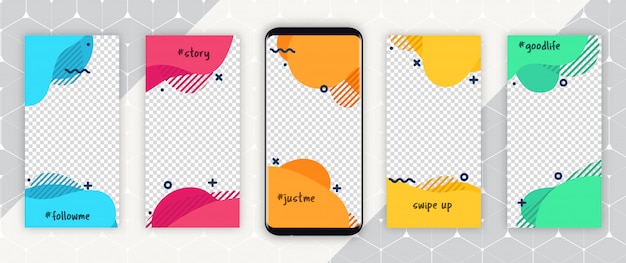 Vektor instagram story-vorlagensatz