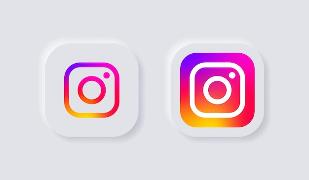 Vektor instagram-symbol-logo in moderner quadratischer schaltfläche in social-media-symbolen logos neues update des sozialen netzwerks