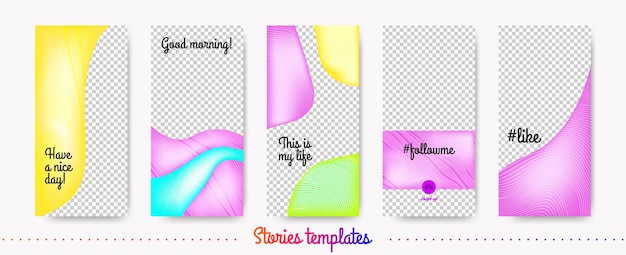 Vektor instagtam-story-design mit fließenden verlaufsformen
