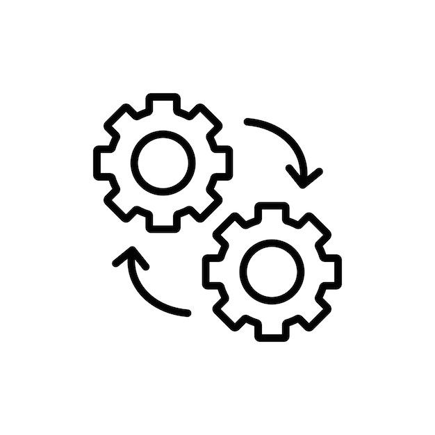 Integrationssatz-Ikonen Tech-Integrationssystem-Vektor-Logo-Symbol Digitales Zahnradsatz-Prozesszeichen