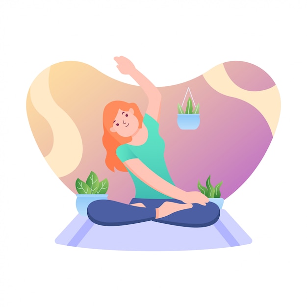 International yoga day flat design illustration