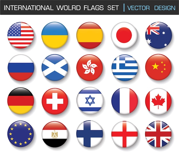 Internationale flagge im kreis vektor design elemant illustration