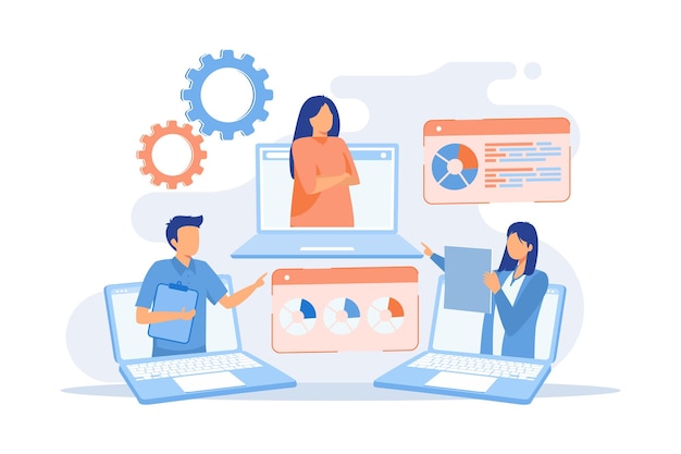 Internationale Geschäftspartner Videokonferenz Online-Kommunikation Moderne Technologien Video-Chat