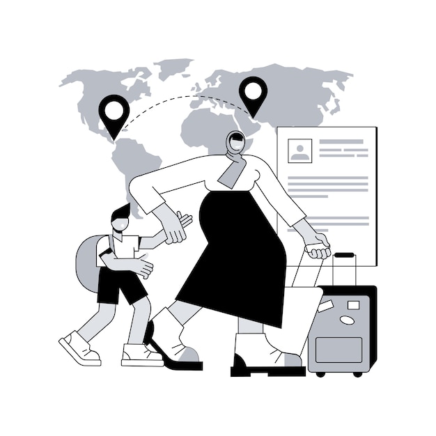 Internationale Migration abstraktes Konzept Vektor Illustration