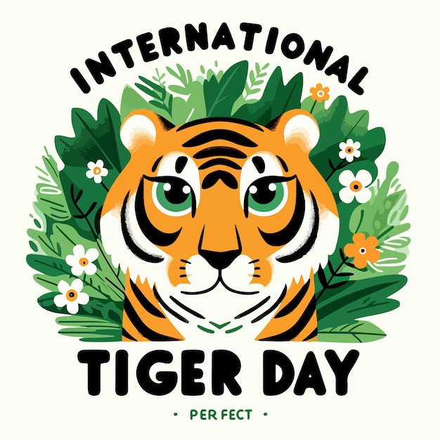 Vektor internationale tigertag-illustration cartoon-stil isoliert auf weißem globalen tiger-konzept
