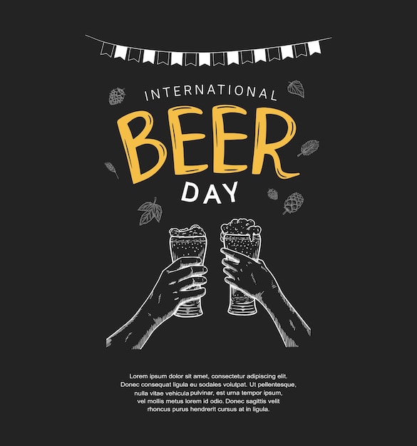 Internationaler biertag illustrationsdesign mit handhaltebierglas