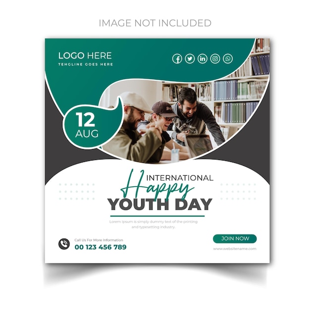 Internationaler happy youth day social media post template und modernes design