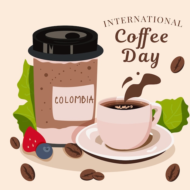 Internationaler kaffeetag eine tasse kaffee mit einer tasse vektorillustration