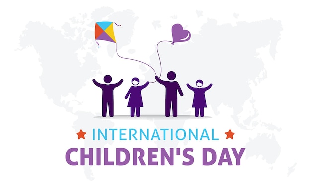 Internationaler Kindertag Vektorillustration eines Hintergrundplakats zum glücklichen Kindertag mit Vektorillustration glücklicher Kinder