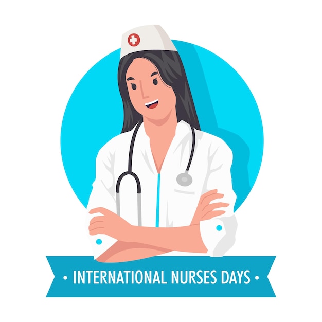 Internationaler krankenschwestertag mit sehr schöner krankenschwesterillustration