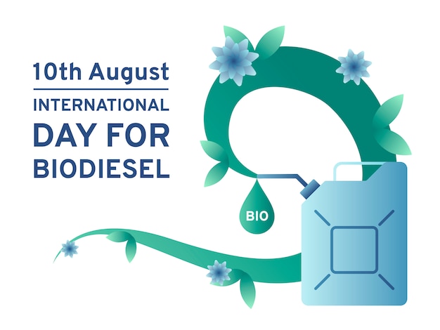 Internationaler tag für biodiesel mit kanister und ökologisch sauberem kraftstoff.