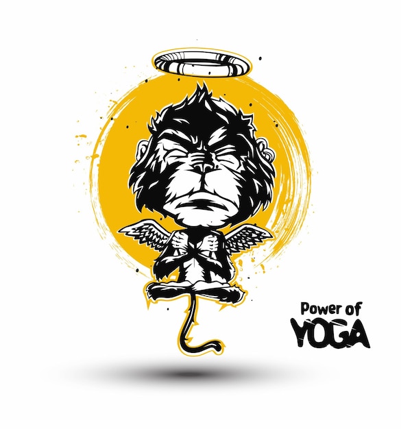 Internationaler yoga-tag meditationsaffe 21. juni vektorillustration