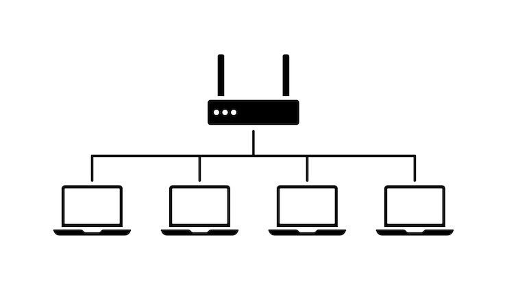 Vektor internet-banner wifi-router-symbol silhouette-stil vektor-illustration