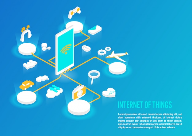 Internet des sachenkonzeptes im isometrischen design