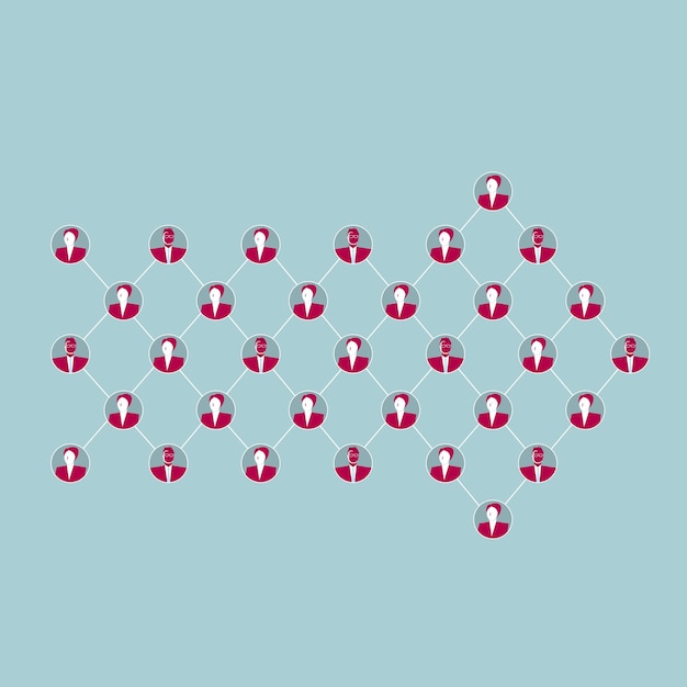 Internet-Design-Konzept. Zusammenarbeit. Isoliert auf blauem Hintergrund.