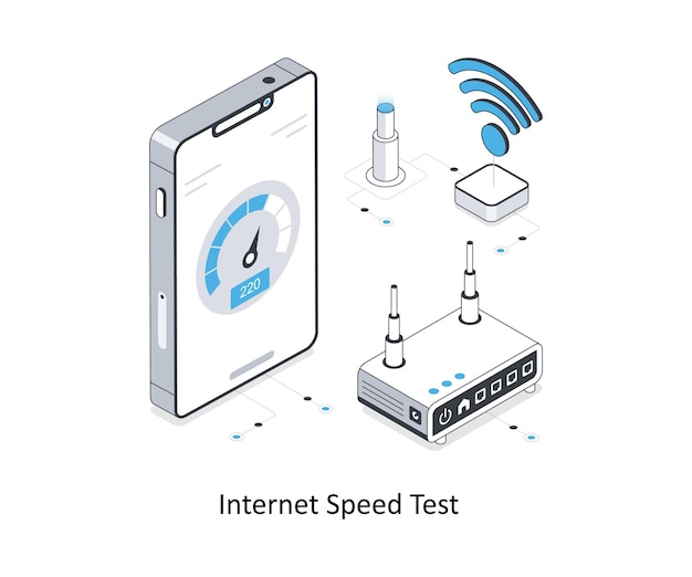 Internet-Geschwindigkeits-Test isometrische Aktienillustration EPS Aktien-Datei-Illustration