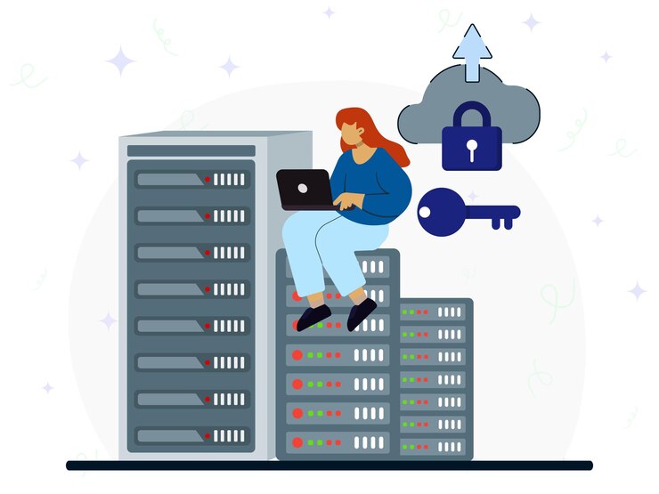 Vektor internet security or information privacy data protection concept