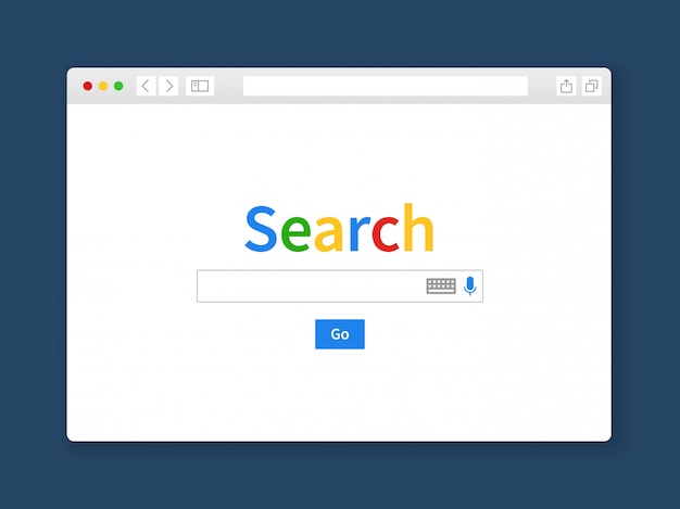 Internet-Suchfenster. Browser Suchmaschine Computer Bildschirm Form Zeile Webseite Engine leere Registerkarte Website