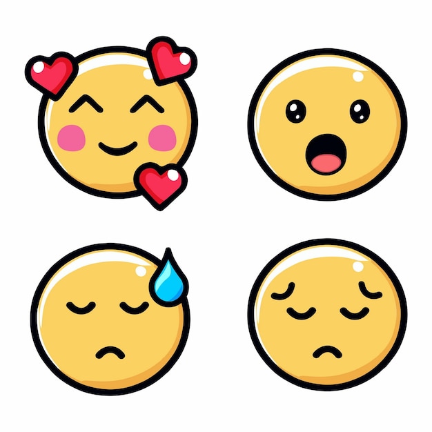 süße und verschiedene emojis emoticon PremiumVektor