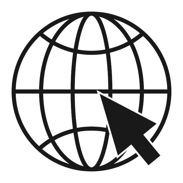 Internet-Symbol mit schwarzem Computerpfeil-Cursor-Design auf weißer Vektorillustration
