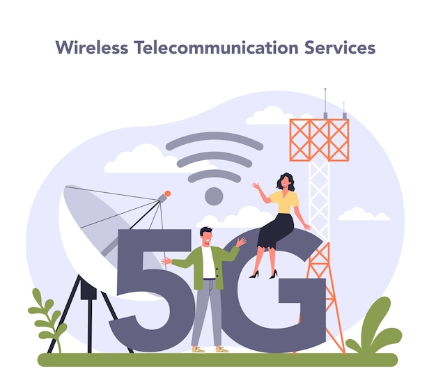 Internet-telekommunikationsdienstleistungssektor der wirtschaft. isolierte flache vektorillustration